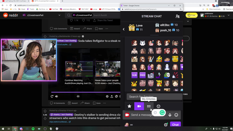 Poki shows all the channels she has a gifted sub to