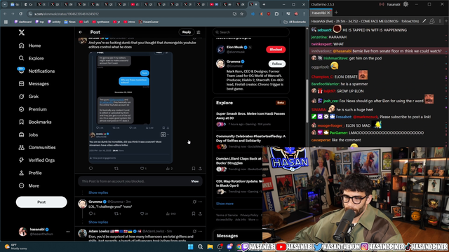 Elon tweets about Hasan