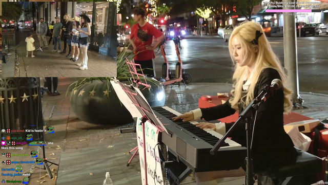 Hachu's piano playing draws an audience