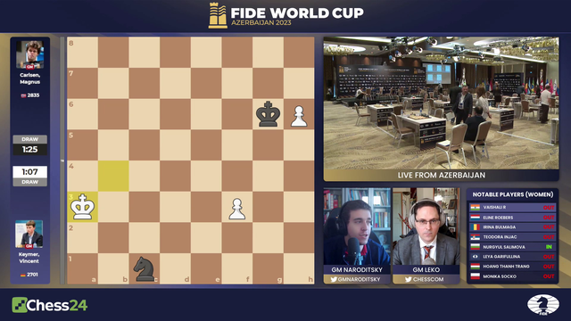 Esipenko blunders Knight Fork against Gukesh in FIDE World Cup
