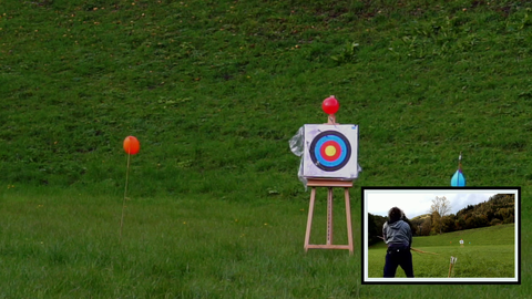 Untrained Austrian Archer goes for the red balloon, ~100ft