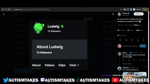 Ludwig now has a verified account on Kick