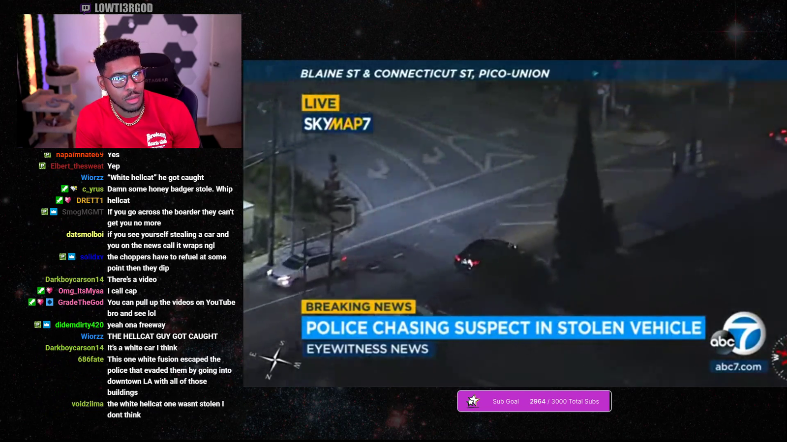 LowTierGod gives extremely insightful commentary about an ongoing car chase