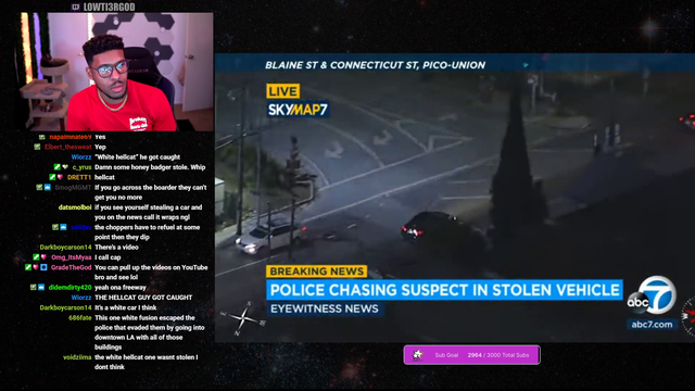 LowTierGod gives extremely insightful commentary about an ongoing car chase
