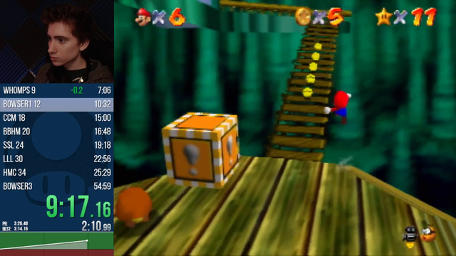 Speedrunner comments on how well hes doing.