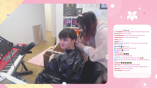 Lily cut Michaels hair...