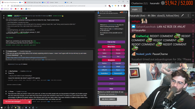 Hasan sorts by the most controversial comments in the PogChamp clip
