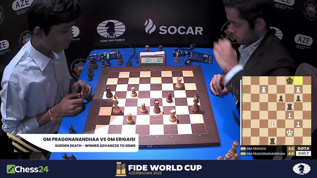 18 year-old Praggnanandhaa advances to Semifinals in World Cup!!