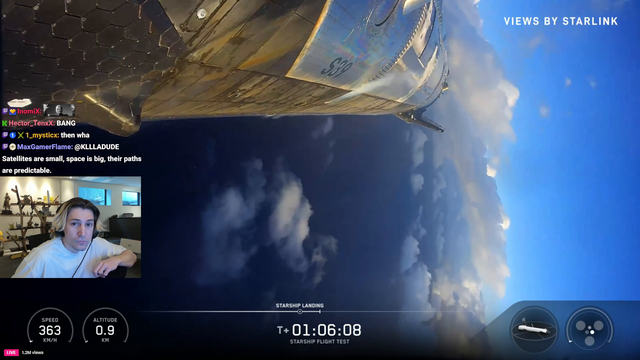 xQc Witnesses the SpaceX rocket blow up after landing in the Ocean