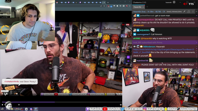 XQC explaining his statements to Hassan on stream