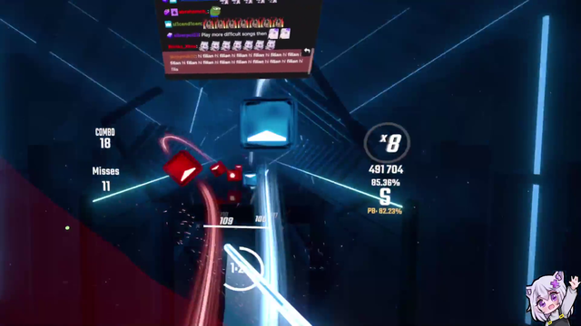 Filian smurfing in Beat Saber