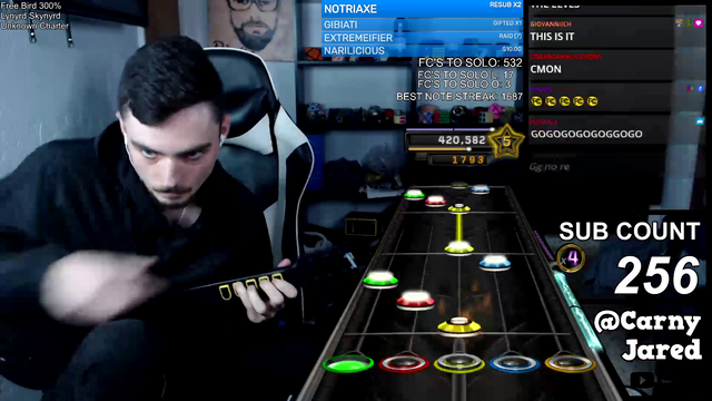 Guitar Hero Streamer FC's Free Bird at 300% Speed