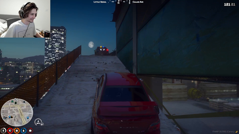 Cop car gets pushed down