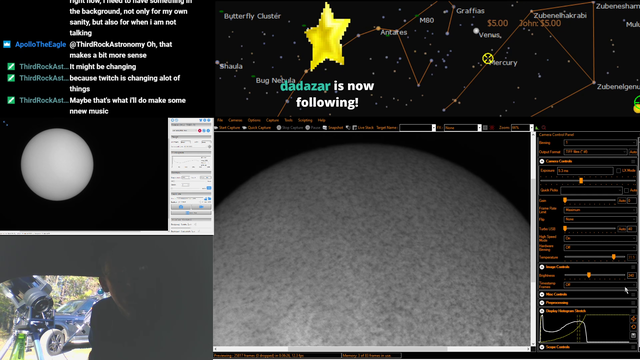 Astrophotographer catches an airplane flying through the view of his scope