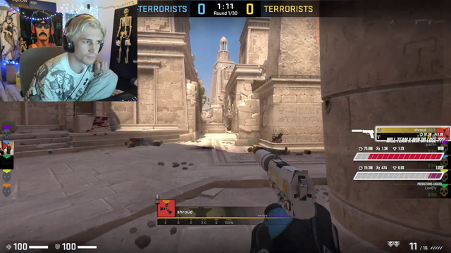 Shroud clutches pistol round in CSGO 2