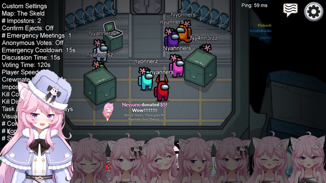 Nyanners plays Among Us with her clones