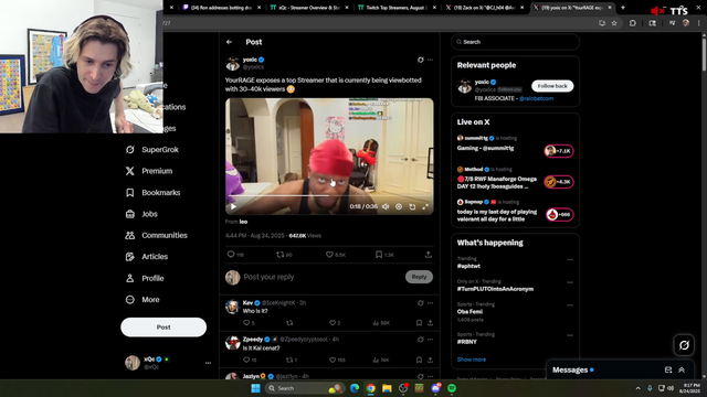 XQC claims that the streamer that Yourrage was accusing of viewbotting is DDG