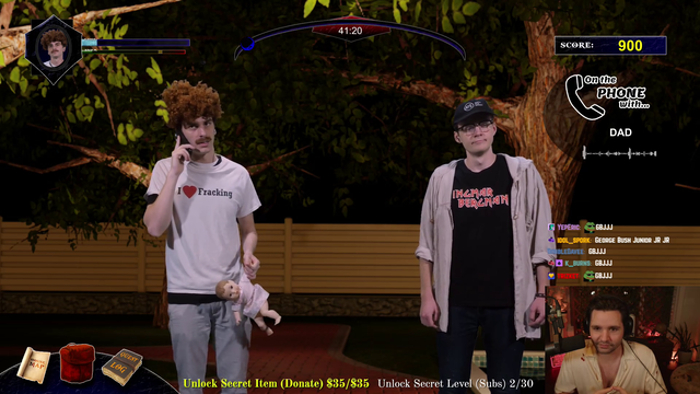 Cyr uses an interesting technique while playing IRL roleplaying "video game"