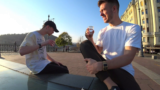 Jake tries pálinka in Hungary