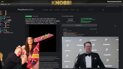 German Streamer Knossi buys original "Back to The Future" Hoverboard for 100000£ in Live Auction