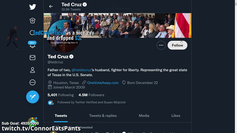 Connor Changes his Name on Twitter for Ted Cruz