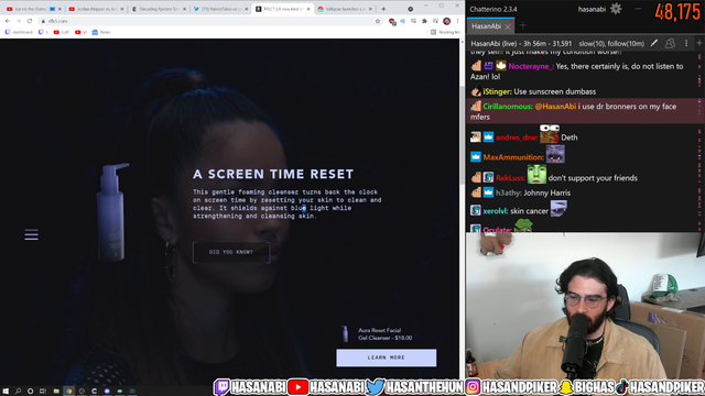 Hasan defends valkyrae's new product that claims to help against blue light