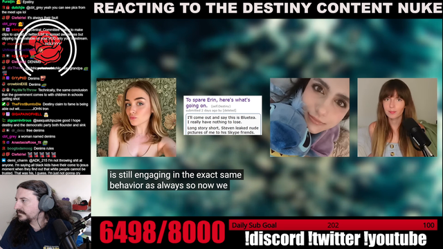 Destiny Content Nuke released summarizing allegations and weird behavior towards women