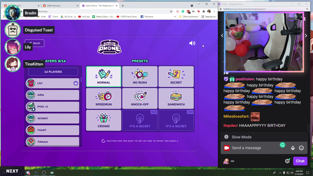 OTV & friends sing happy birthday to poki's empty chair over discord