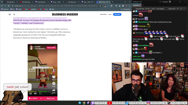 Hasan finds ExtraEmily on Tiktok