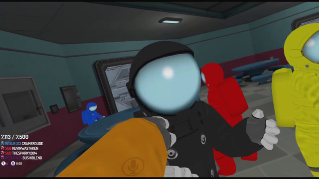 UberHaxorNova's mic breaks during among us VR meeting so he has to improvise