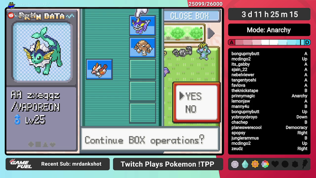 Twitch Plays Pokemon has successfully trapped or Released all useful pokemon inside Bill's PC