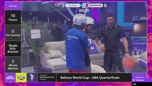 Cook & Joey celebrating after their Twitch Rivals Balloon World Cup Match