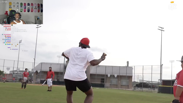Bruce shows how he would throw a baseball