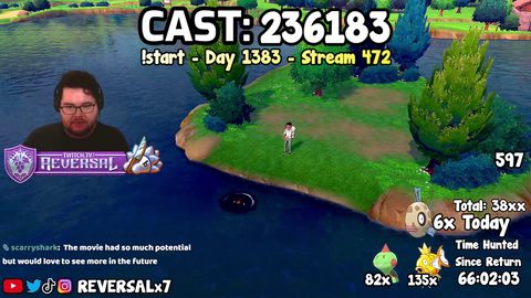 After 236183 fishing casts, 1383 days and 472 streams; Reversal finally gets the Shiny Feebas.