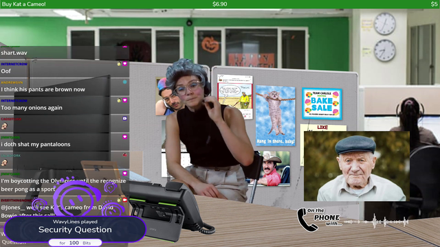 Streamer creates an interactive Call-Center where the Chat can place callers on hold, trigger interruptions, and ask "security questions"