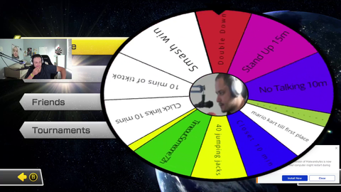 Lamont after winning a Mario kart race after 2 hours