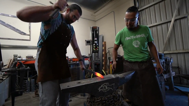 powerful blacksmithing affecting the camera