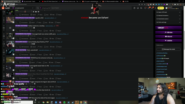 Esfand sad his favorite streamer was perma banned