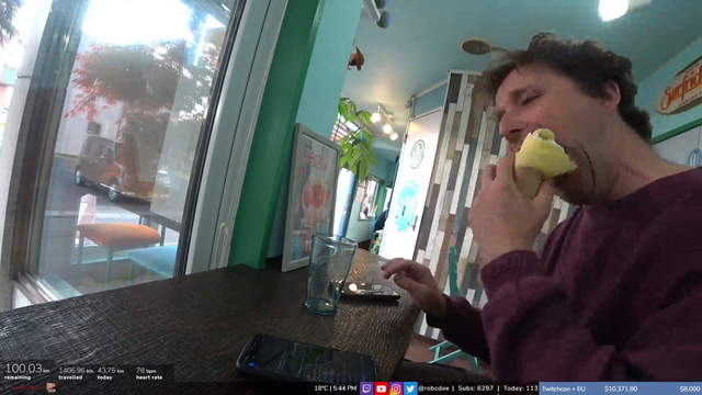 Rob devours crepe