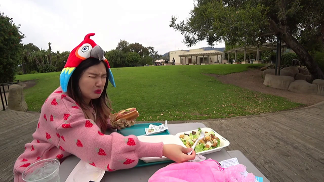 Hachu yoinking Maya's salad