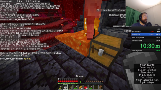Step 1) Give Piglins gold to trade Step 2) Lavabucket :tf: