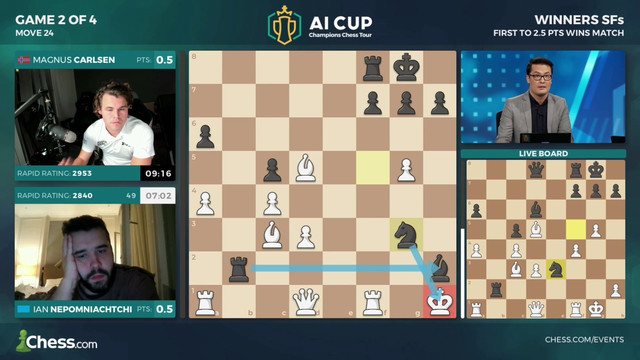 Magnus Carlsen misses mate in 3 and REALIZES After played!