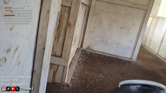 Nick got ambushed by Nat in the Paintball Game