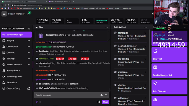 Ludwig Gains literally thousands of subs in seconds