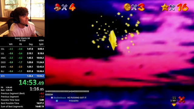 Speedrunner misses the 16 Star WR by failing to jump into the Grand Star!