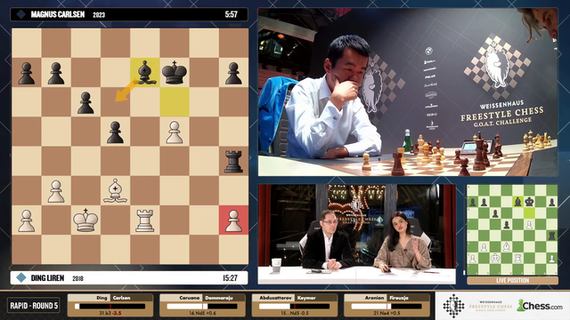 Magnus Carlsen defeats reigning World Champion Ding Liren!