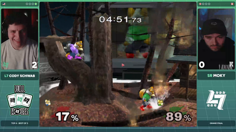 Super Smash Brothers player loses the tournament by clipping through a bugged part of the stage and falling to their death.