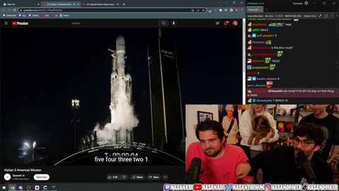Hasan Piker and friends watch SpaceX launch of Viasat-3 satellite that his brother Murat worked on