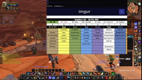 Raid Leader Sunglitters crashing out (T-minus 1 hr to raid)