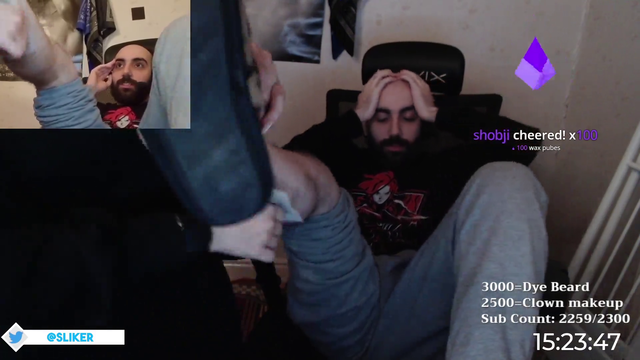 Sliker waxes his leg